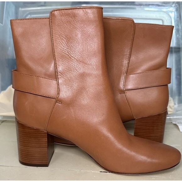 NIB Tory Burch Kira 70MM Bootie Leather Ankle Boots in Mid Tan 59585 Size US 11 - Picture 6 of 16